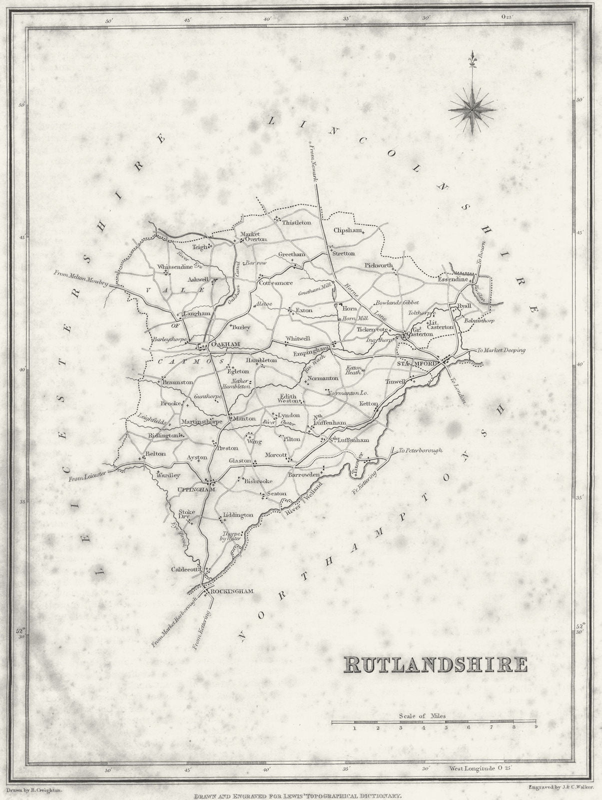 RUTLAND. Rutlandshire. Lewis 1831 old antique vintage map plan chart